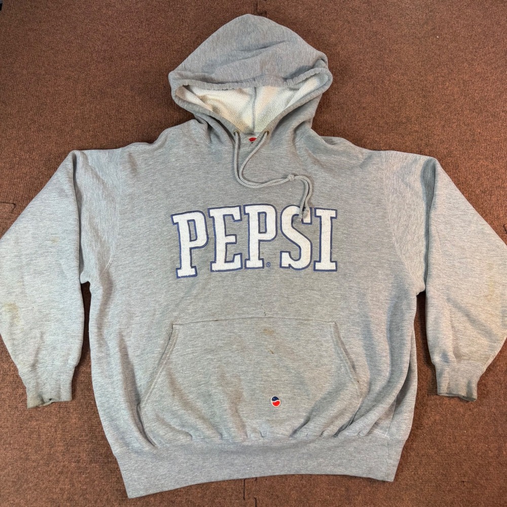 Pepsi Graphic Hoodie Mens Small Gray Nothing Else Is A Pepsi Vintage Style vtg